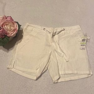 INC International Concepts NWT Island Size 4 100% Linen White Shorts